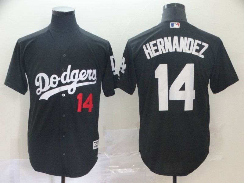 Men Los Angeles Dodgers 14 Hernandez black game MLB Jersey
